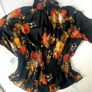 Medium sized floral design long sleeve blouse